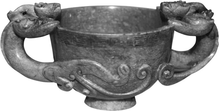 明青玉雙螭耳杯，蘭州晏家坪出土的稀世珍寶