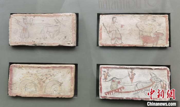 圖為嘉峪關長城博物館館藏文物魏晉墓彩繪畫像磚中豐富多彩的古代農(nóng)牧業(yè)生產(chǎn)活動。(資料圖) 丁思 攝