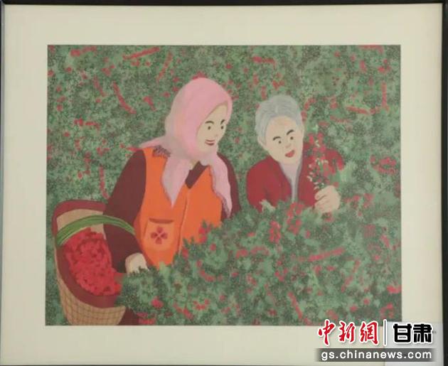 靖遠縣枸杞種植業(yè)帶動10多萬農(nóng)民脫貧致富。刺繡 王明風 繡稿 胡靜